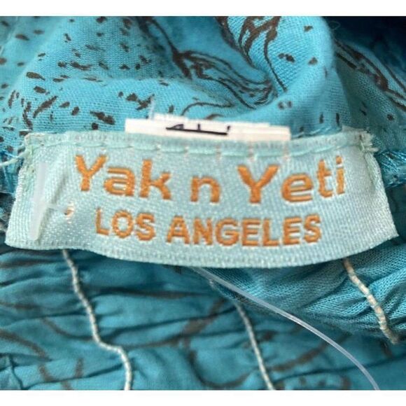 Yak n Yeti Los Angeles Blue Floral Pleated Strapless Dress Size Large - Picture 4 of 8